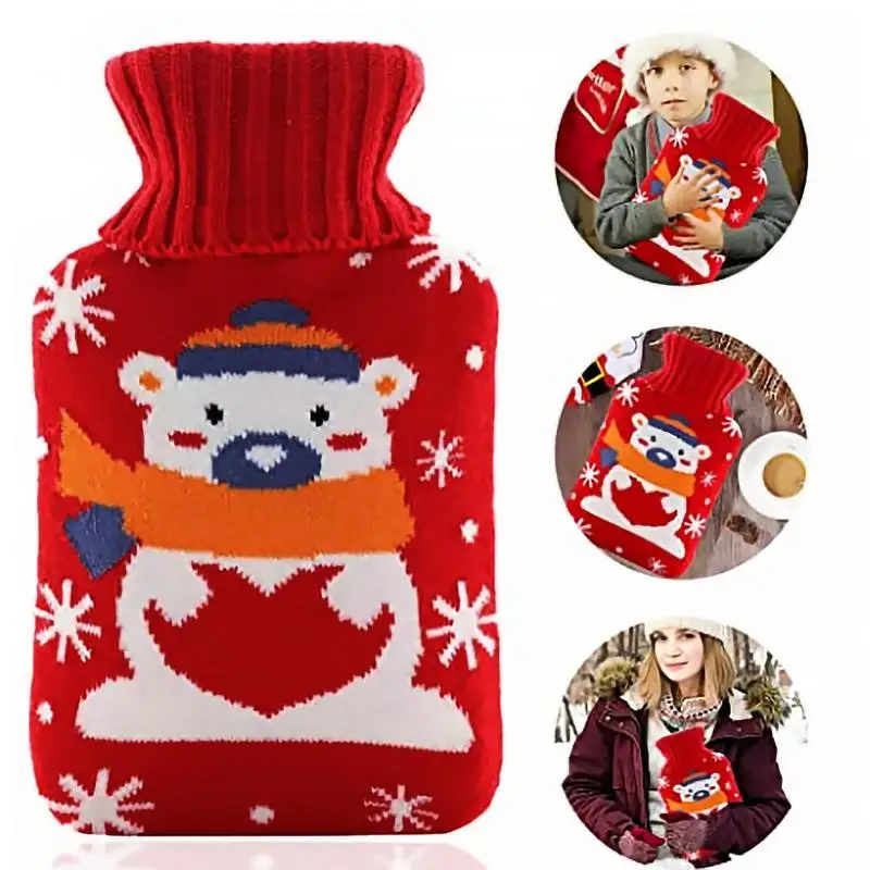 Christmas Large Hot Water Bag Removable Hot Water Bottles Reusable Hand Warmer With Cloth Cover Explosion-Proof Girl Winter