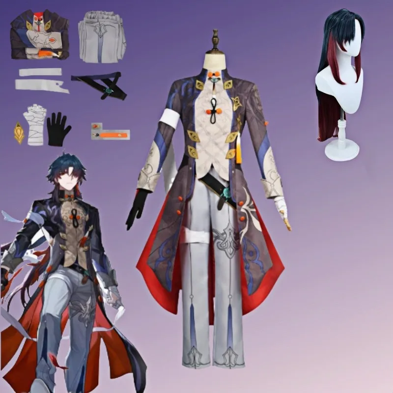 

Game Honkai：Star Rail Blade Cosplay Costume Uniform Wig Full Set for Men Anime Role Play Halloween Carnival Party Outfits