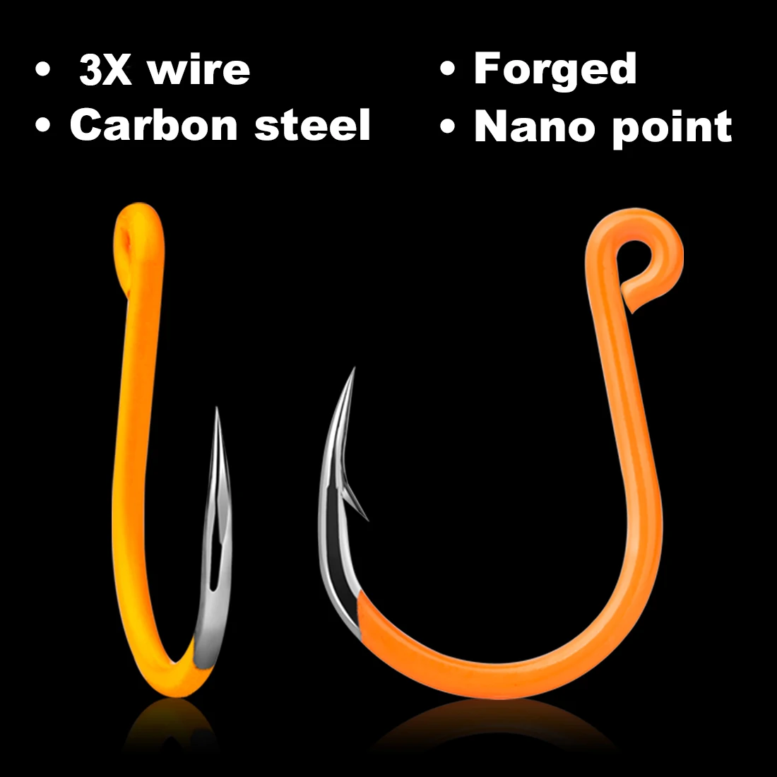 FishTrip Fishing Inline Single Circle Hook High Carbon Steel Fishing Lure Hook Big Eye UV Orange Plated Jiging Hook Saltwater - Image 5