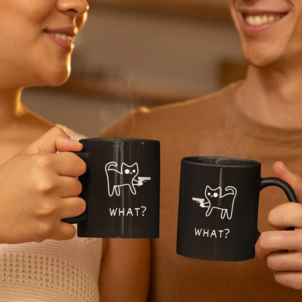 March new funny cat funny cat against black ceramic coffee mug