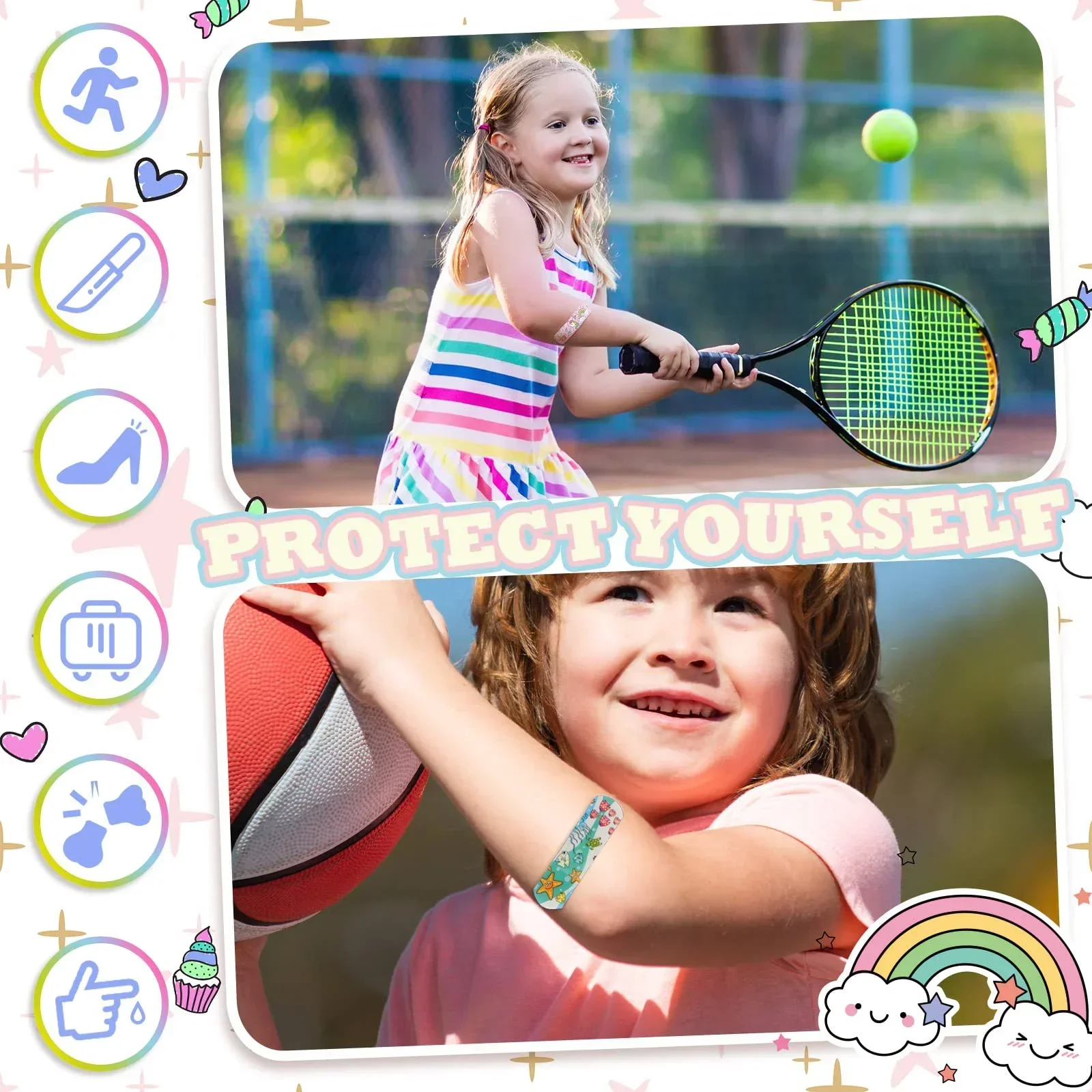 100 pçs para crianças bonito dos desenhos animados ataduras adesivas flexíveis crianças ataduras em massa crianças tiras médicas à prova dwaterproof água respirável