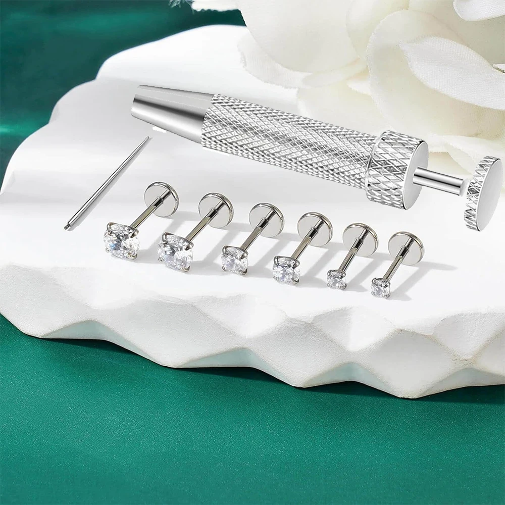 16G Flat Back Earrings Stud Stainless Steel