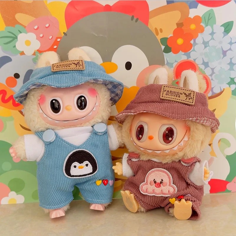 17cm Doll Fashion Set Labubu Cute White Shirt Hat Animal Clothing Fox Penguin Rabbit Clothing Accessories Toy Gifts In Stock