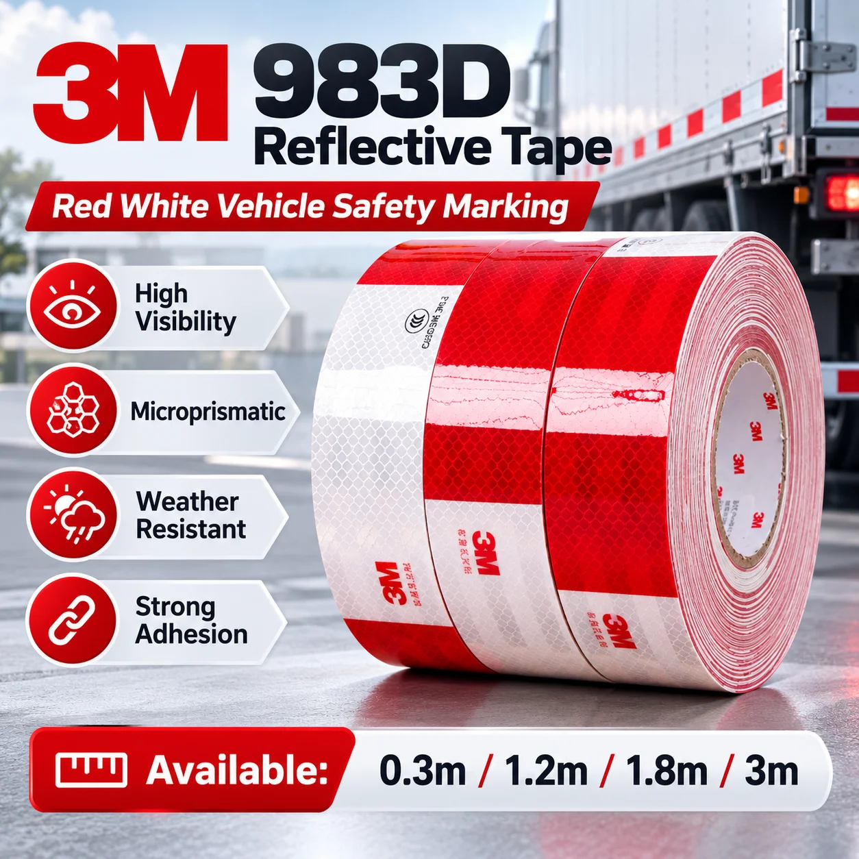 3M 983D Reflective Tape High Visibility Microprismatic Vehicle Safety Marking For Truck Trailer 50mm x 0.3/1.2/1.8/3m
