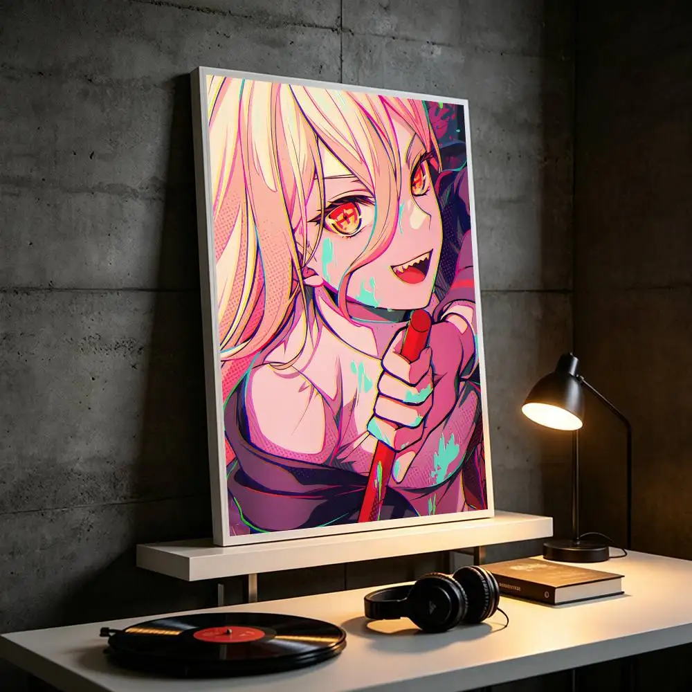 Anime Chainsaw Man Power  Poster High Quality Dorm Living Room Aesthetic Wall Decoration Painting Stickers Gift