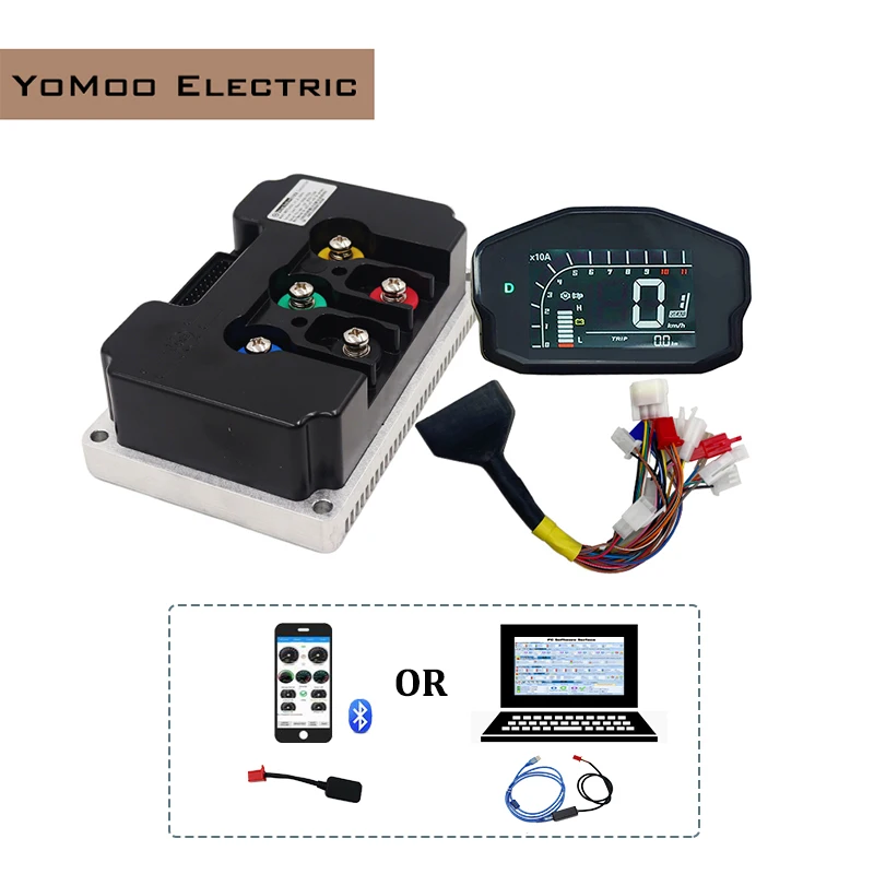 Aluminum Fardriver ND72340 48V-72V Programmable BLDC Sine Wave Controller With DKD Display For 3KW-5KW Electric Scooter Motor