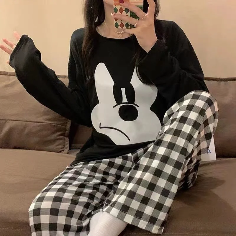 Disney Mickey autumn new pajamas women\'s long-sleeved cartoon cute loose and fresh winter animation loungewear suit