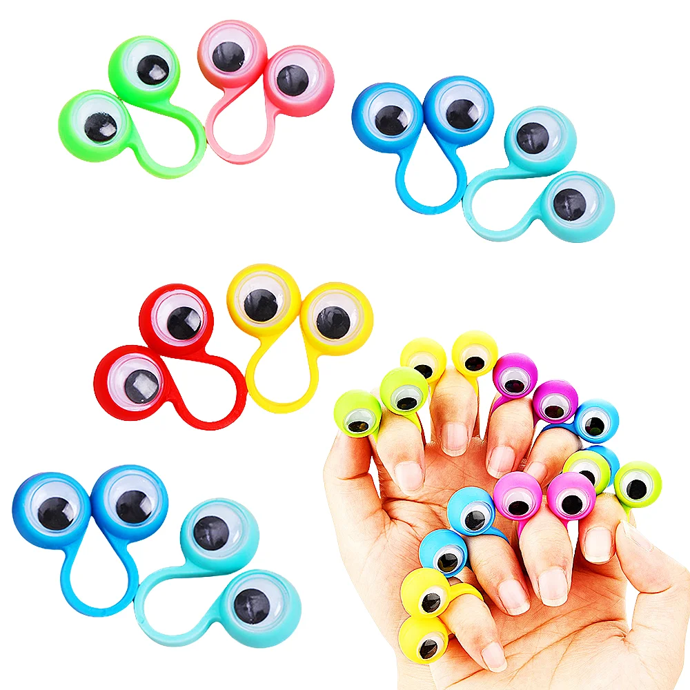 10/30/50pcs Finger Puppets Plastic Rings with Wiggle Eyes Kids Toys Baby Party Favors Practical Jokes Games Funny Children Gifts