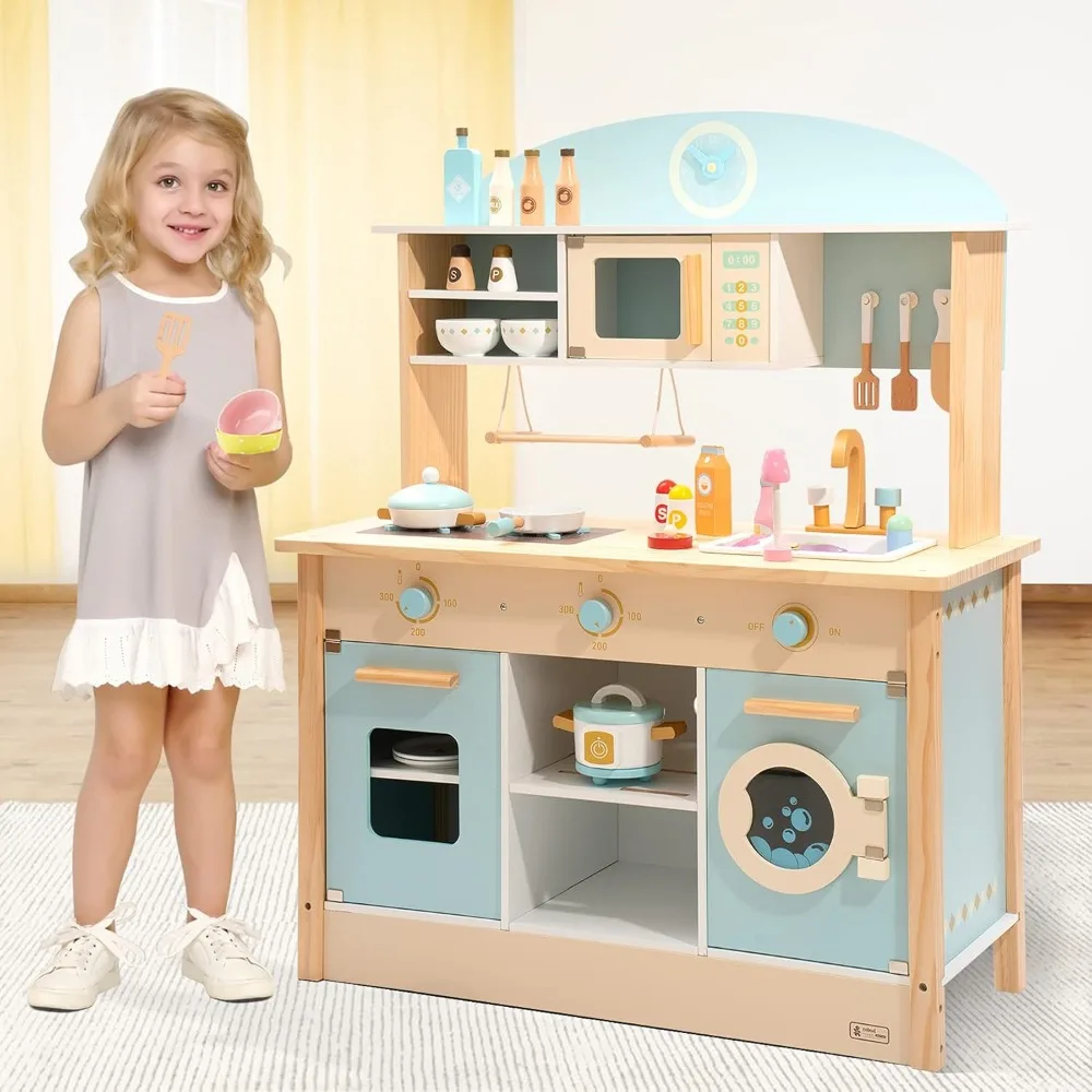 ROBUD juego de cocina de madera para niños pequeños, juguete de cocina, regalo para niños y niñas, mayores de 3 años