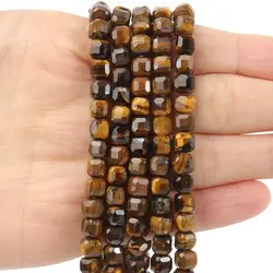 5mm Natural Yellow Tiger Eye Faceted Square Cube Shape Beads Loose Stone Beads for Jewelry Making Diy Bracelet Earrings