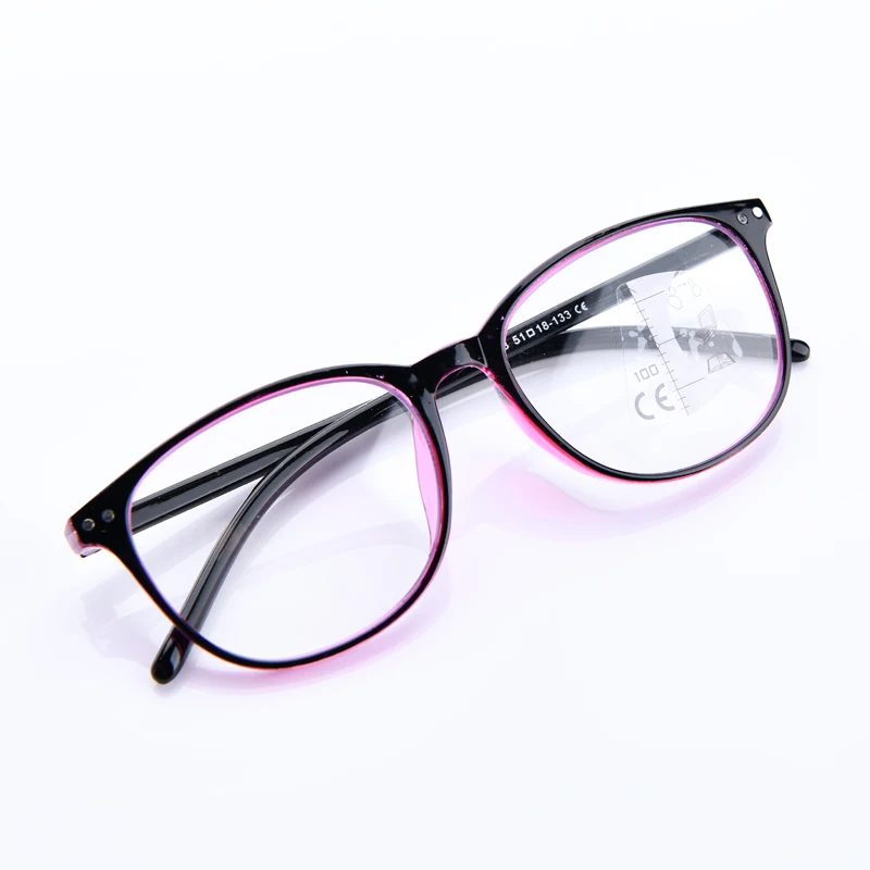 Progressive multifokale Lesebrille, luxuriös, trendig, für Damen, Hyperopie, blaues Licht blockierende lila Brille, Nah- und Fernsicht