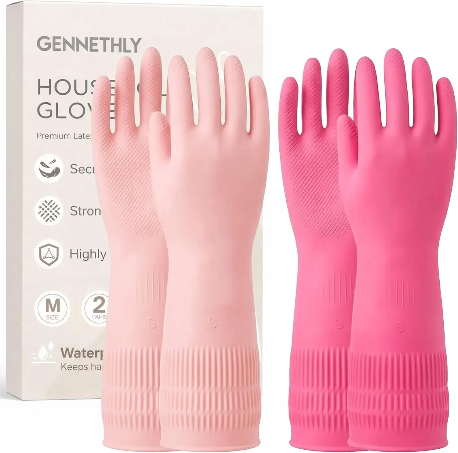 

Reusable Rubber Dishwashing Gloves, Long Cuff Kitchen Gloves for Cleaning