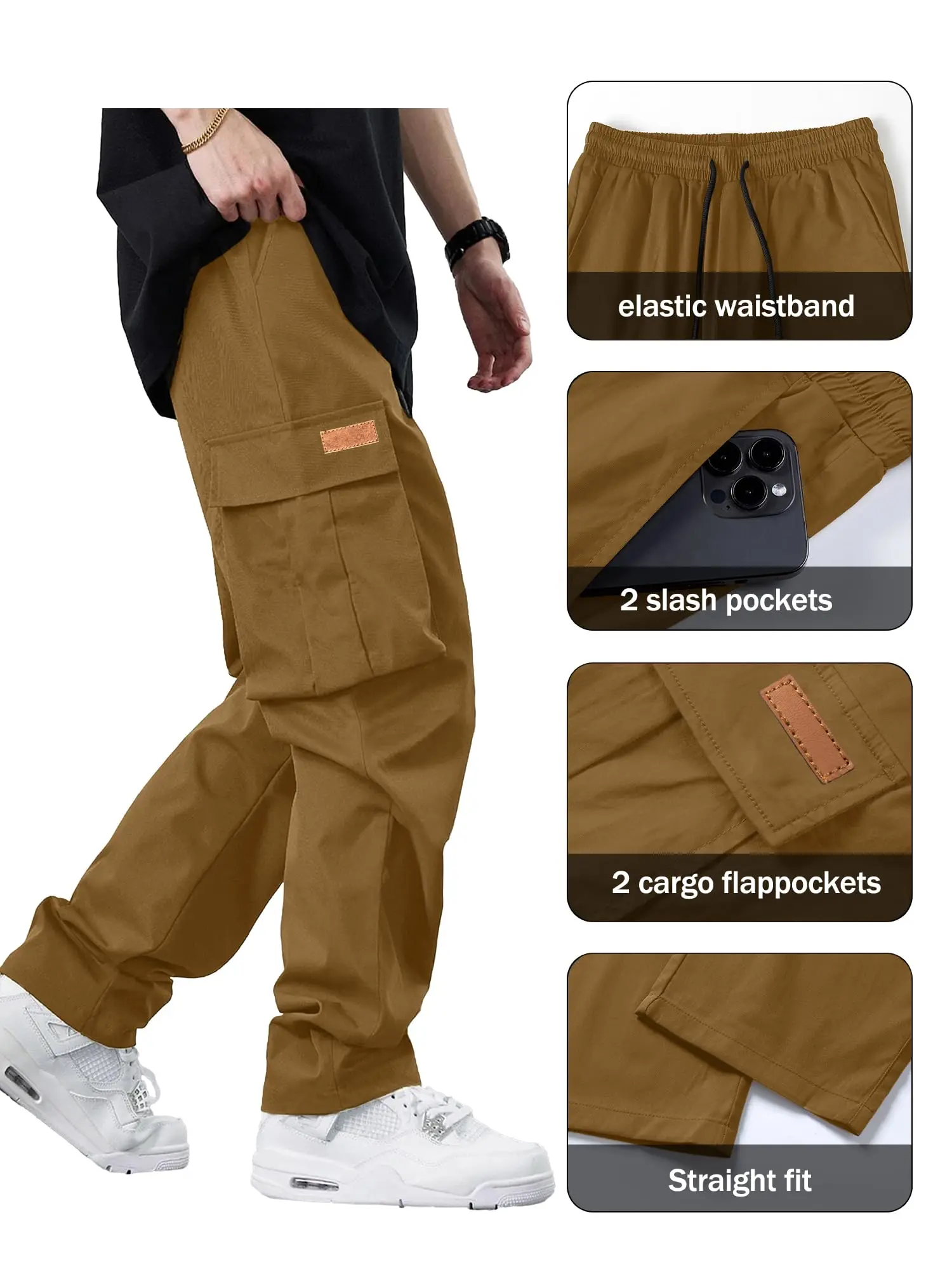 Men's Casual Jogging Pants Loosen Type Crane Pants Drawstring Sports Pants Outdoor Hiking Twill Sports Pants