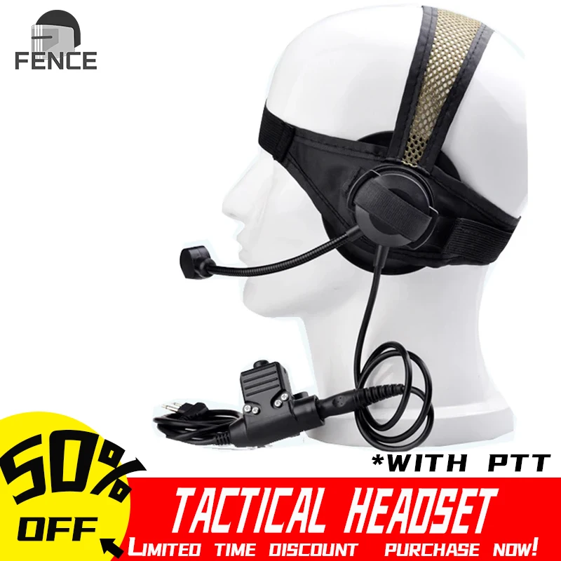 

WADSN Airsoft Adjust Headband Headset with U94 PTT Kenwood Plug Softair Tactical Hunting Shooting Military Headphone