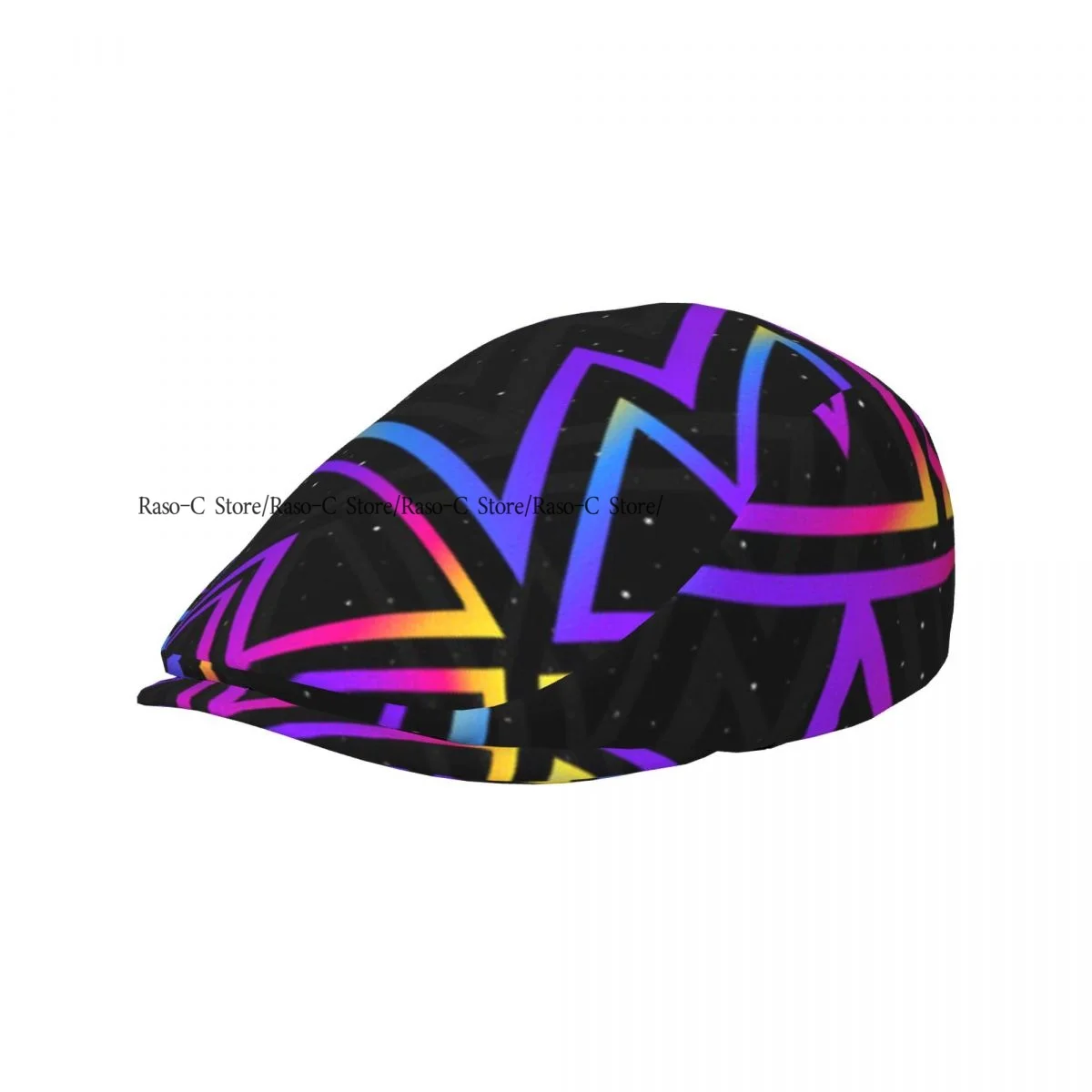 Unisex Adult Forward Peaked Cap Geometric Space Pattern Newsboy Flat Cap Casual Streetwear Ivy Driving Hat