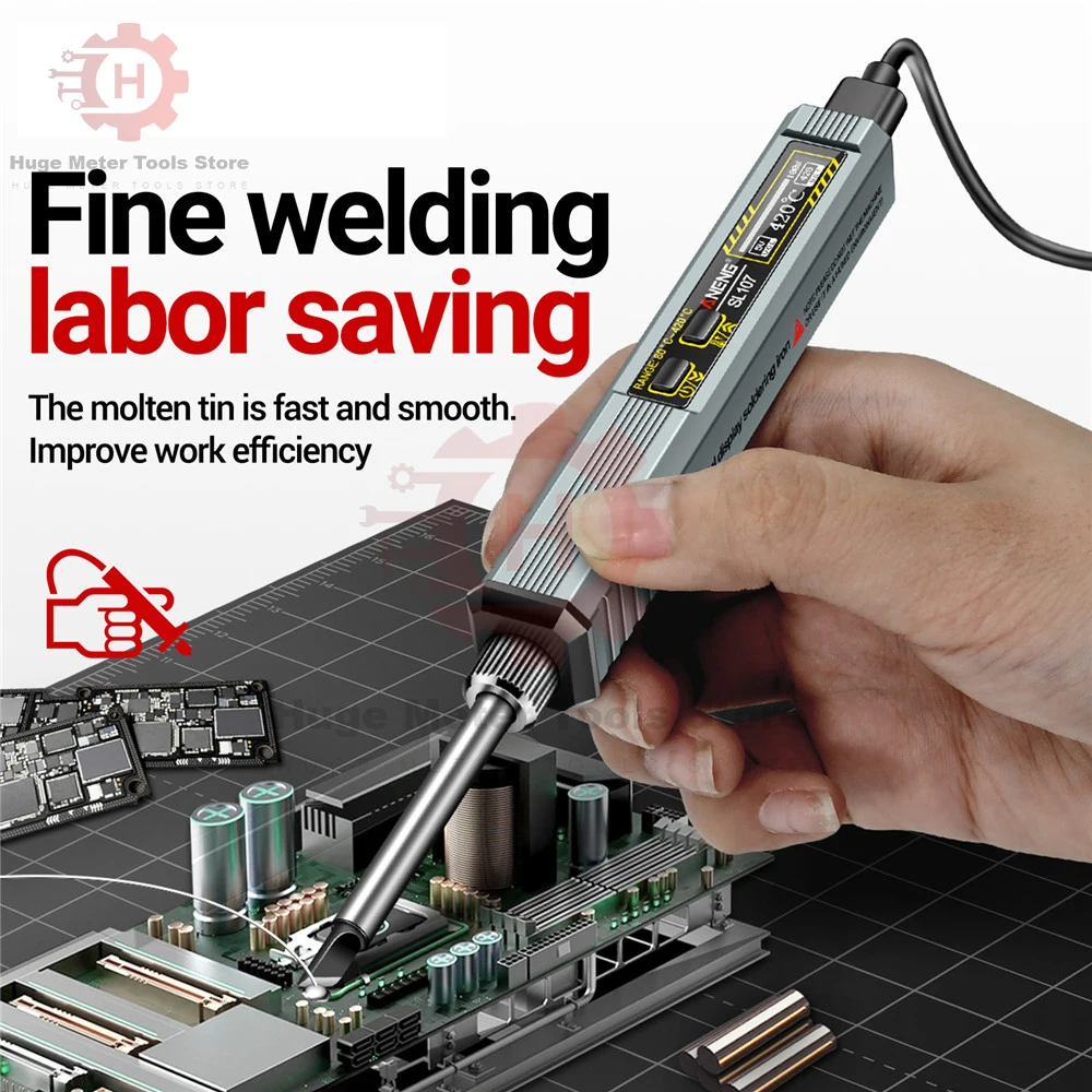 SL107 Electric Soldering Iron Repair Welding Tester 80~420℃ Adjustable Temperature USB Soldering Iron High Power Welding Tool