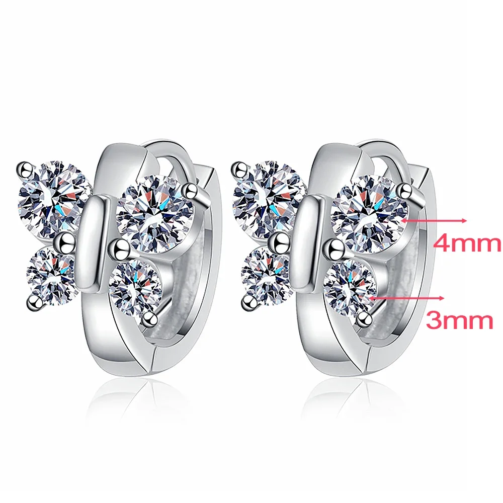 Butterfly Shape 1.6CT Moissanite Diamond Hoop Earring with Gra Certificate 925 Sterling Silver Earrings for Women Fine Jewelry