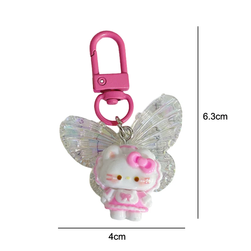 Sanrio Schmetterling Hello Kitty Schlüsselanhänger Cartoon KT Katze Schlüsselanhänger Anhänger Kopfhörerhülle Charm Rucksack Dekoration Zubehör Geschenke