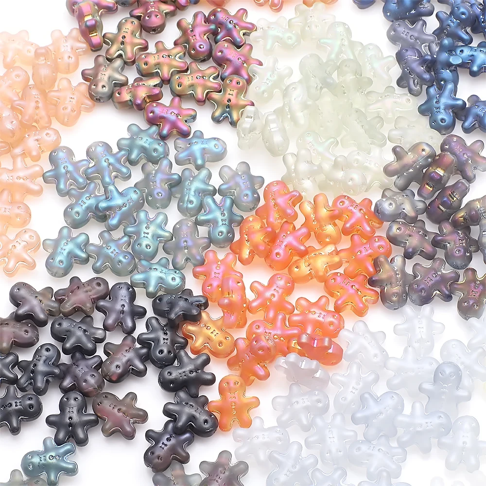 20 Stücke 14x15 MM Weihnachten Lebkuchenmann Matt Kristall Glasperlen Handwerk Für Schmuck Machen DIY Earing Halskette Zubehör