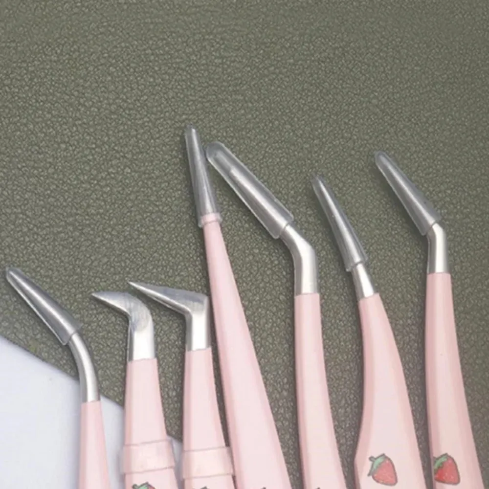Pincettes pour faux-cils en acier inoxydable, 7 Types, bande incurvée, Extension de cils 3D, outils de maquillage antistatiques