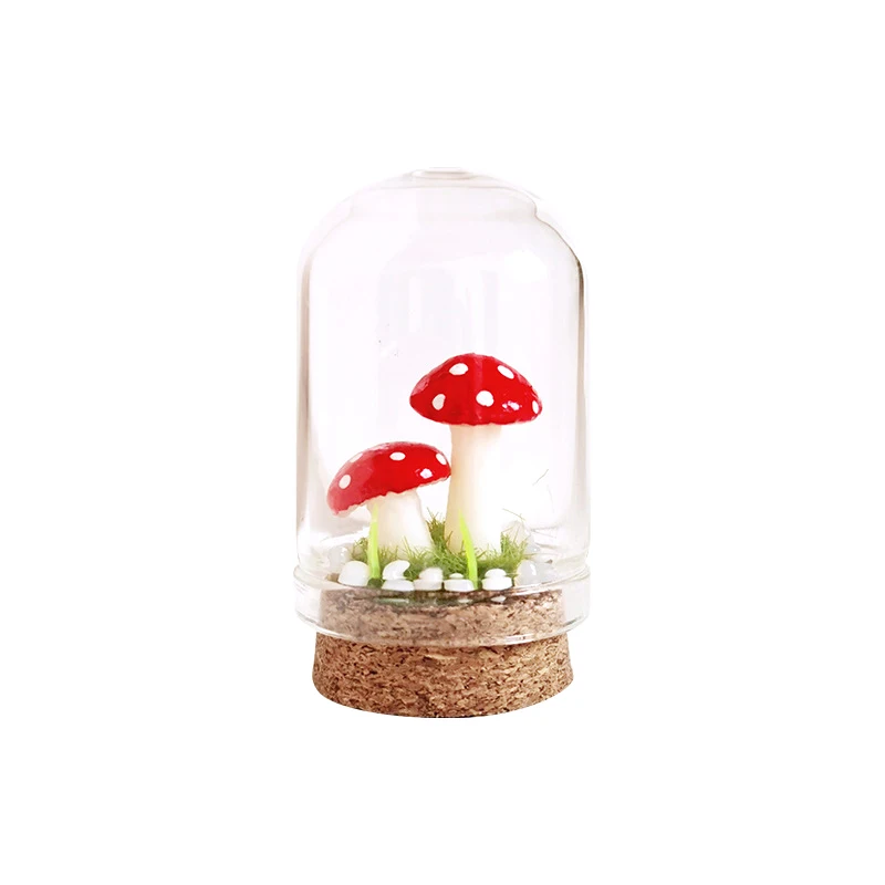 2Pcs Dollhouse Mini Mushroom Toy Model Miniature Garden Landscape Magic Forest Glass Decoration Dollhouse Accessories Ornament