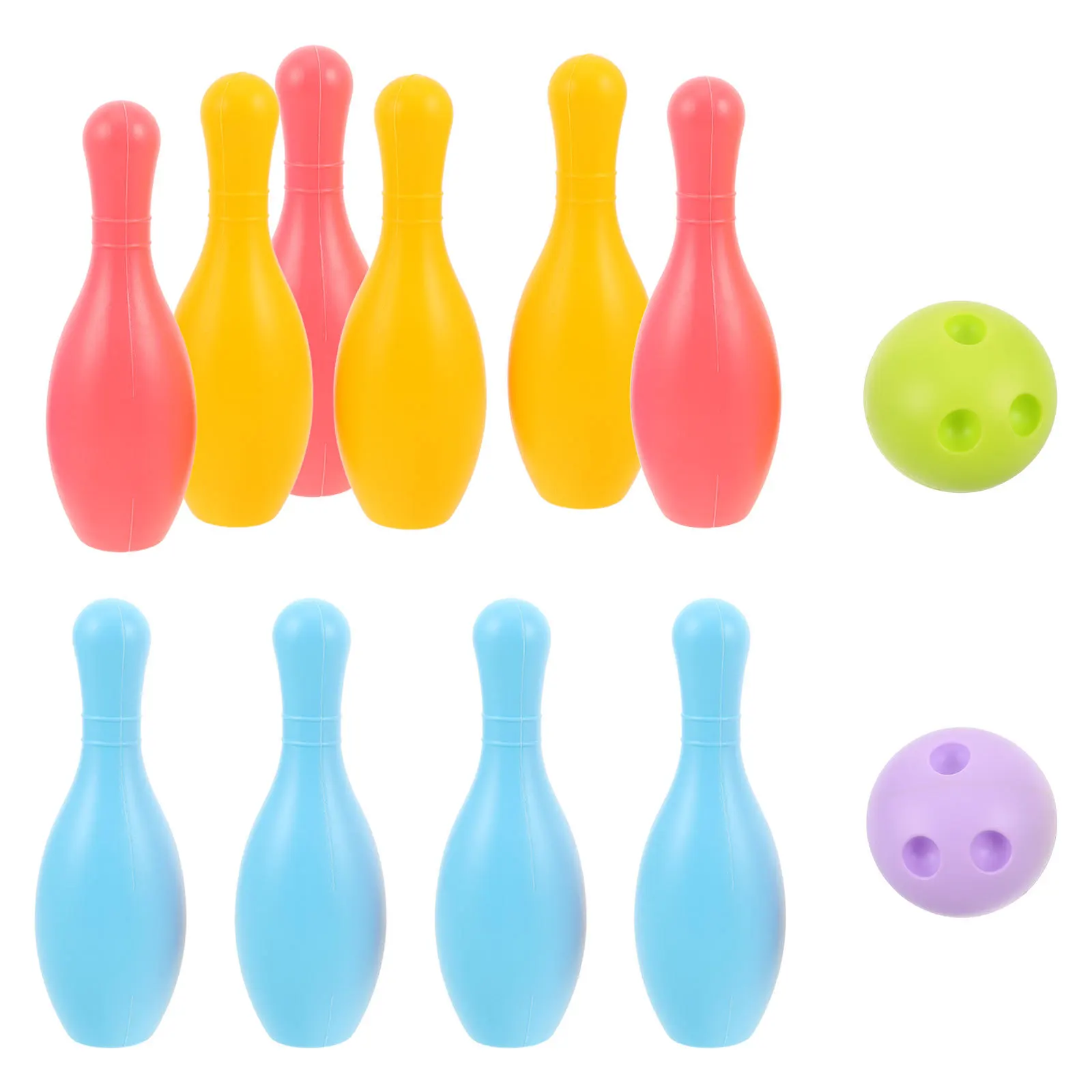 

2Sets Kids Bowling Set Plastic Lightweight Pins Balls Indoor Outdoor Fun Game Birthday Preschool Activities Mini Bowling Game