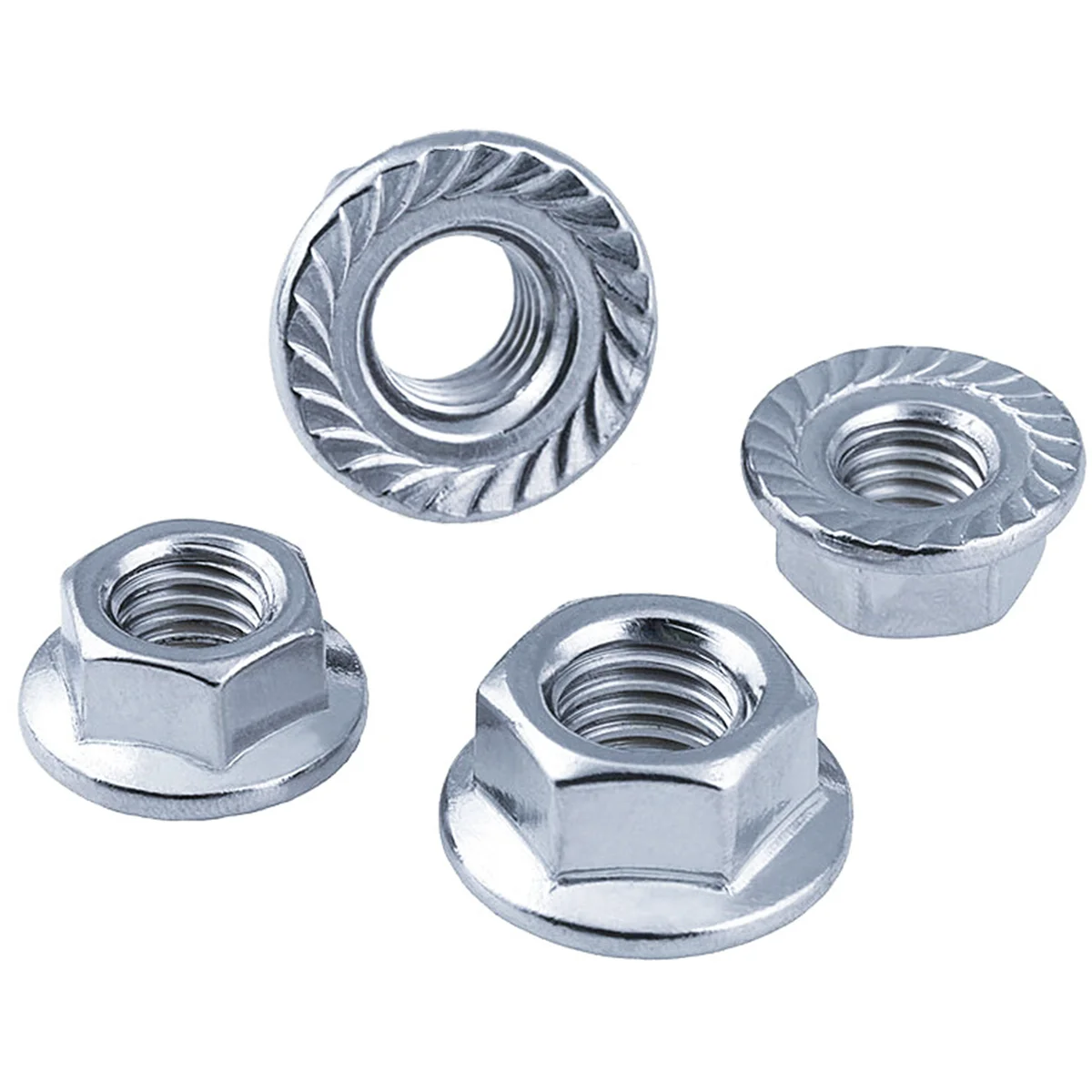 120 قطعة من صواميل شفة سداسية، صواميل شفة مجلفنة، صواميل سداسية مضادة للانزلاق، مكسرات، مسننة، شفة مسننة، صواميل مضادة لتخفيف الشعر #5