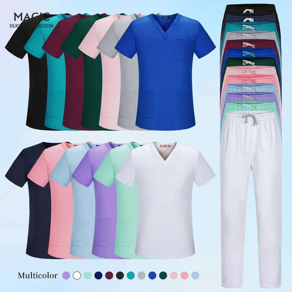 OP-Theater Arzt Set Mehrfarbig Krankenhaus Krankenpflege Chirurgische Kleidung Frauen Schönheitssalon Spa Arbeitskleidung Unisex Scrubs Uniformen