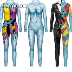 Adults Women Halloween Carnival Cosplay Costume Sally 3D Print Outfits Sexy Zenti Party Bodysuit Fancy Dress Role Play Costume