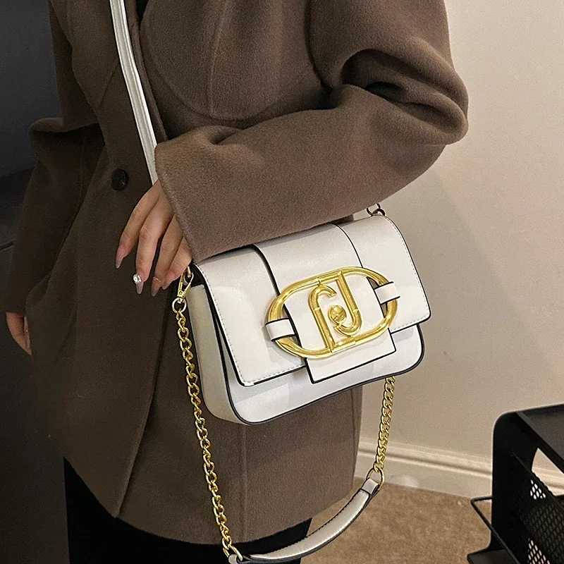 New Handbags Metal Magnetic Buckle Flap Purses Women Bag Light Luxury Versatile Chain Small Square Bags Underarm Crossbody Bag