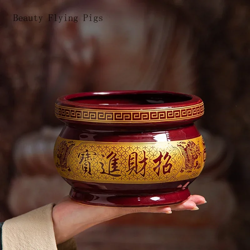 Retro Nostalgia Ceramic Incense Burner Home Furnishing Buddha Hall Offering Guanyin Incense Burner zen