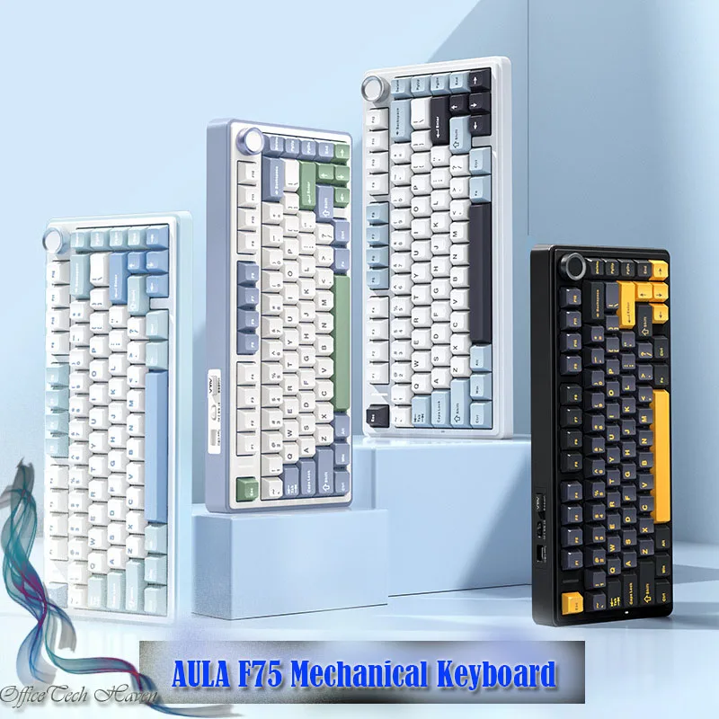 

AULA F75 75% Compact Mechanical Keyboard 80 Keys Hot-Swap Gasket Design Bluetooth 5.0/2.4G Wireless/Wired PBT Keycaps Compatible