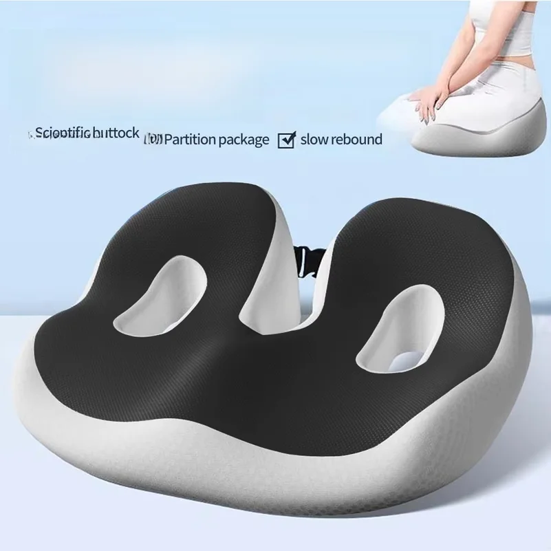 Pressure-Resistant and Breathable Ergonomic Seat Cushion with Slow-Recovery filling and Curved Surface Fitting the Hips