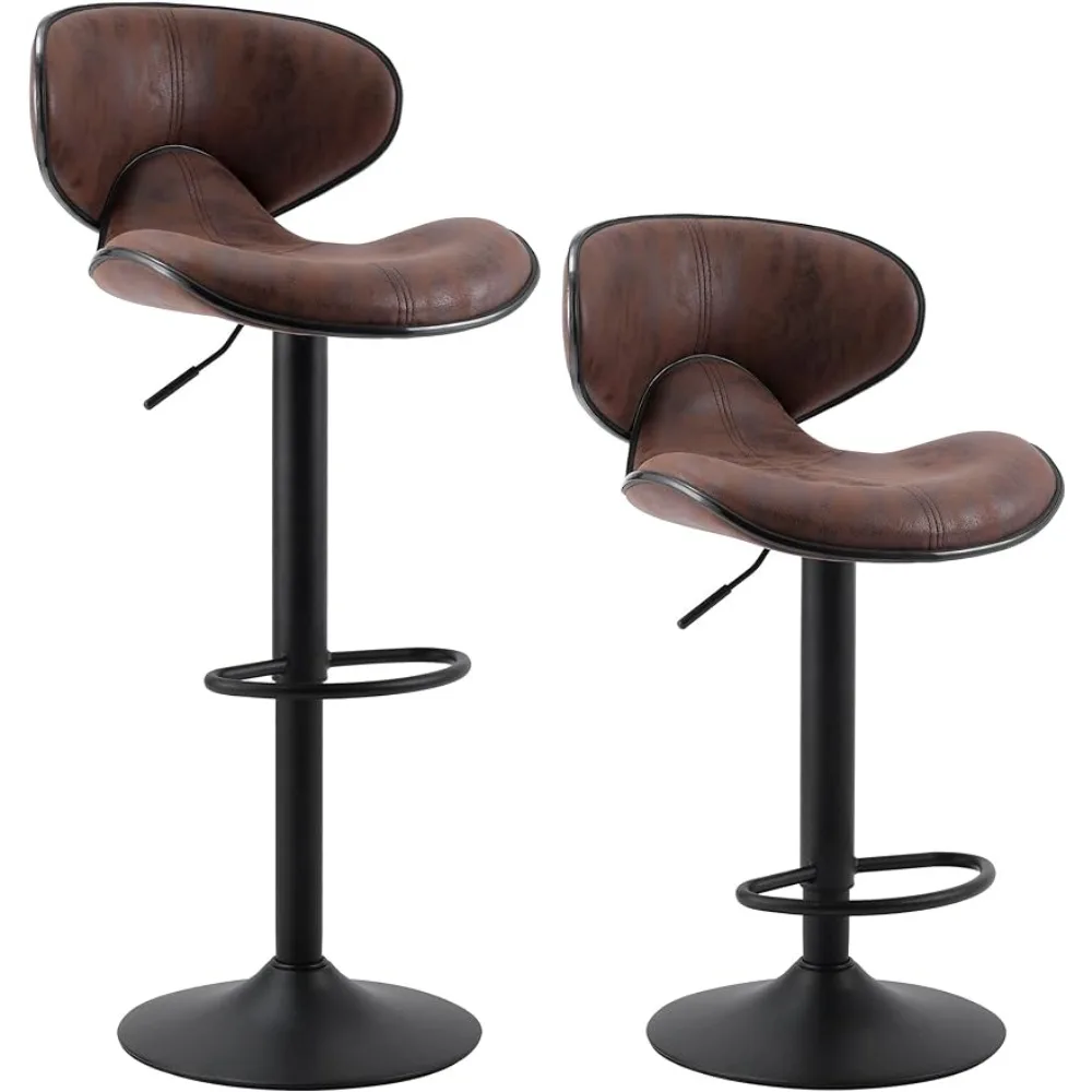 

Swivel Tall Kitchen Counter Island Dining Chair With Backs Bar Stools Counter Height Bar Stools Set of 2 Retro Brown Furniture