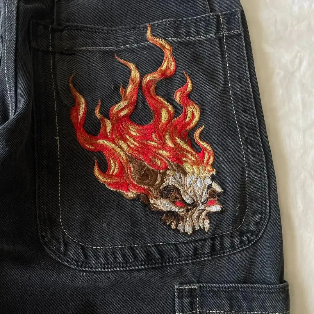 2024 New Retro Letters Embroidered 3pmwear Jeans Hip Hop Baggy Jeans Couple Harajuku Street Fashion High Waist Wide Leg Pants