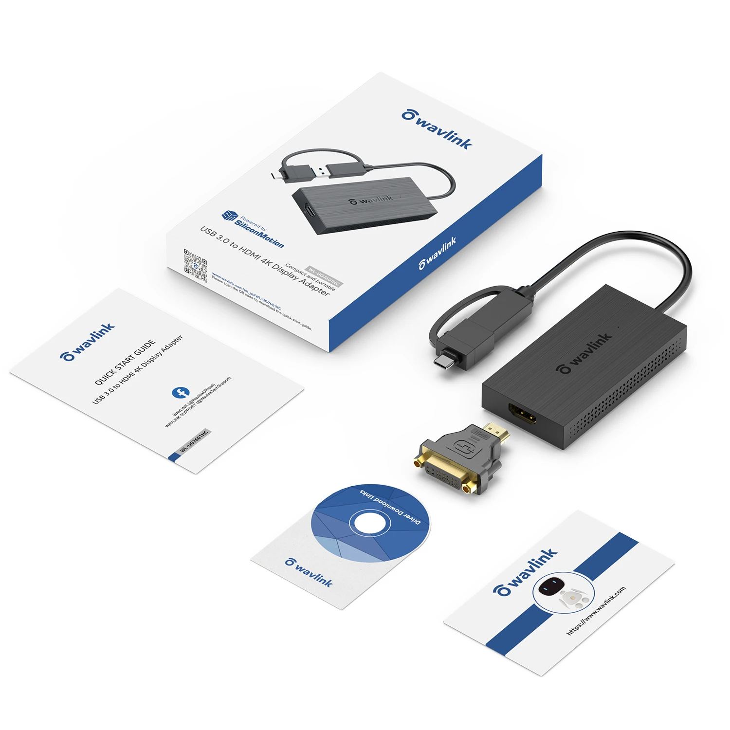 WAVLINK USB 3.1/USB C - シングル/デュアル HDMI アダプター DL6950
