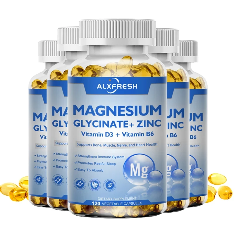 

Magnesium Glycinate 500 Mg Capsules - High Absorption - Bone, Muscle ,Brain Health Supplement Aids Sleep Stress & Anxiety Relief
