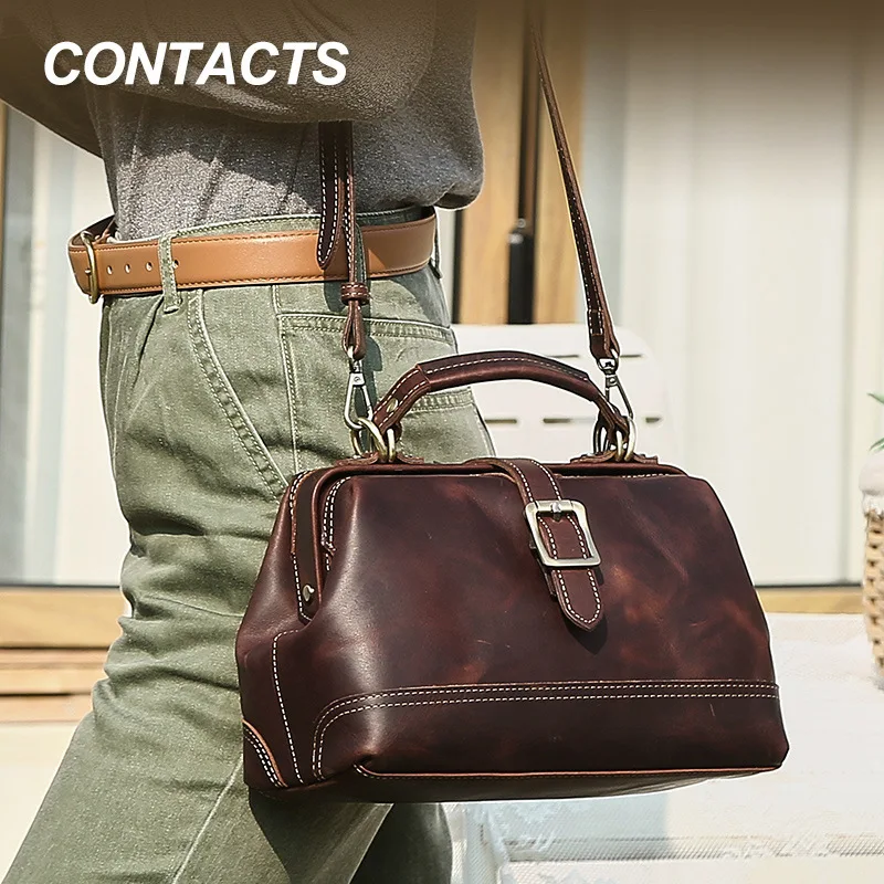 

Soft Interior Compartment Shoulder Bags High Quality Contrasting Colors Crossbody Bag for Women Fashion Genuine Leather Handbags