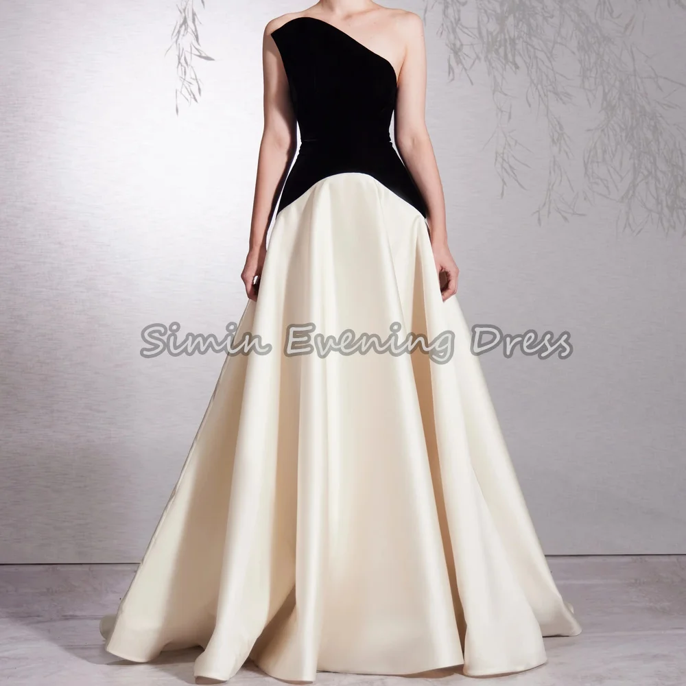 

Simin Crepe A-line Strapless Floor Length Draped Simple Saudi Evening Dresses For Women 2025 With Sleeveless Arab Party Dress