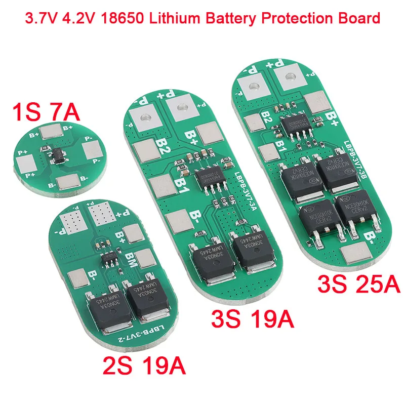 10pcs/1pc BMS 1S 2S 3S 7A 19A 25A 3.7V 4.2V 18650 Lithium Battery Protection Board Charging Module Charge/Discharge Prevention