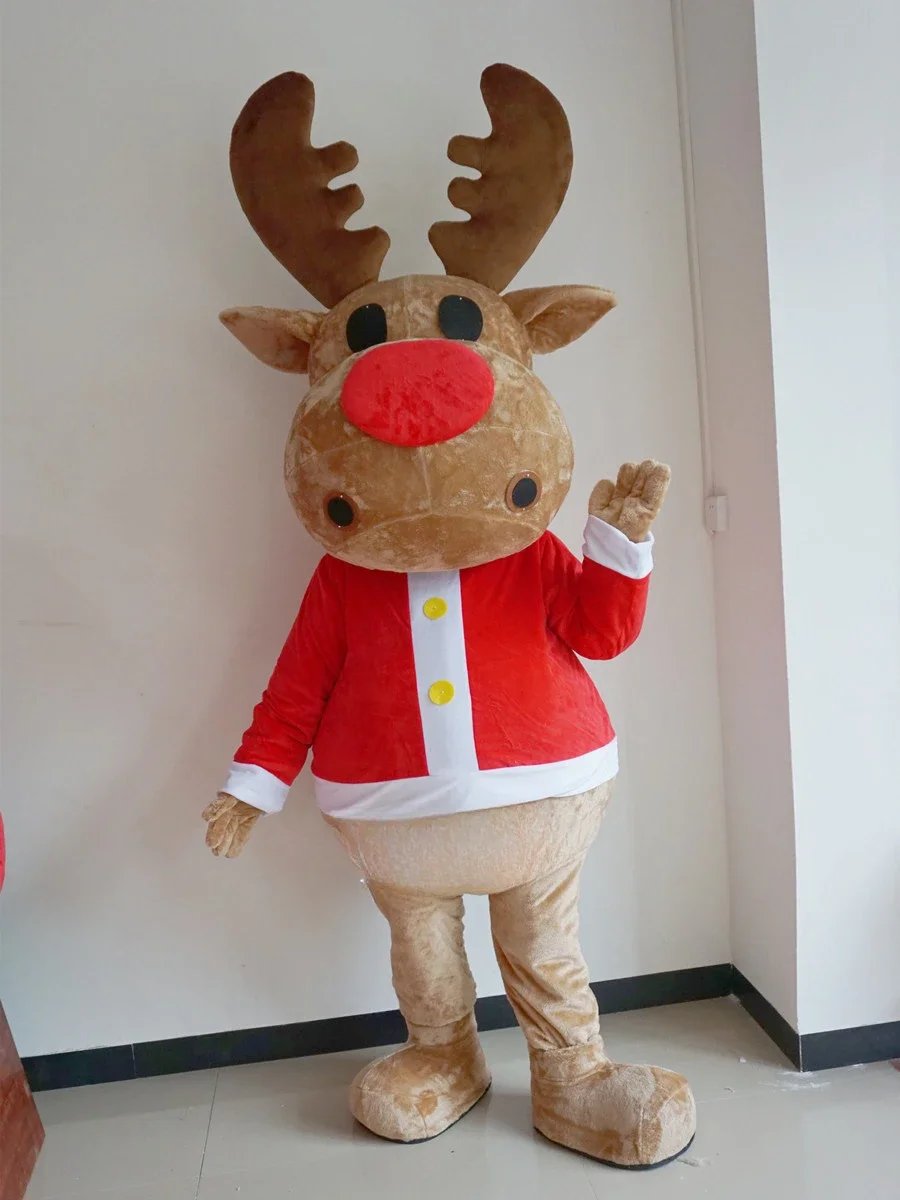 

Christmas Funny Reindeer Mascotte Plush Fancy Dress Mascot Costume Fancy Cartoon Mascot Costume New Adult Christmas