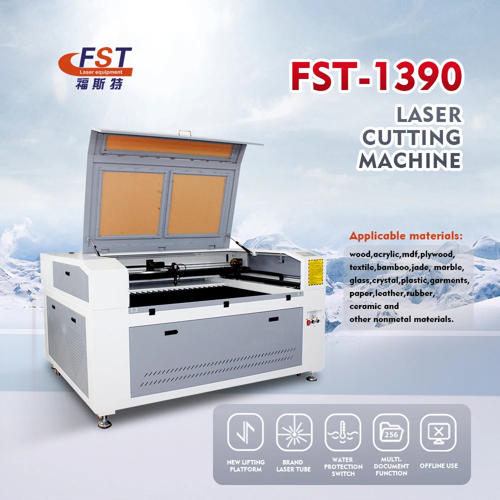 China popular FST 1390 CO2 laser cutting machine 60w 80w 100w 130w 150w CNC laser engraving machine nonmetal laser cutter