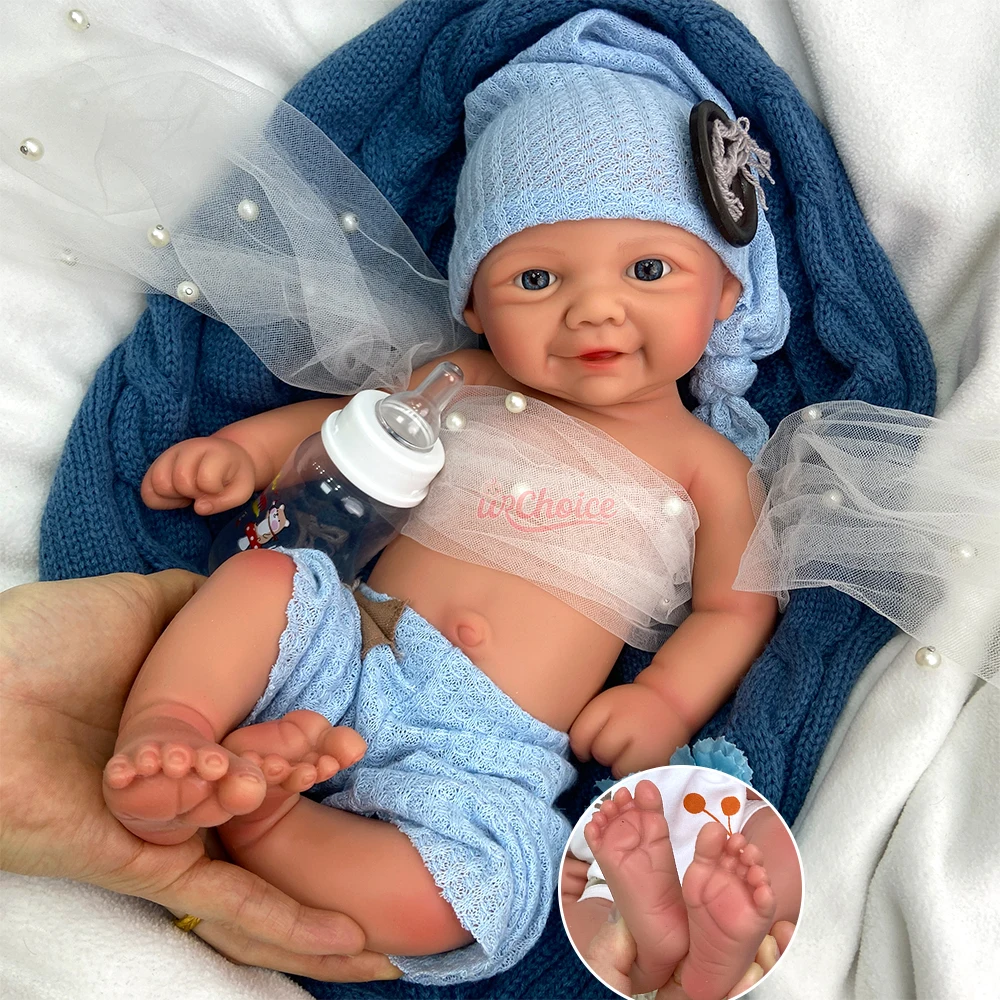 الميزات الواقعية ولد / فتاة 43 سم مرنة سيليكون إعادة الولادة دمية حية 3D الجلد سهل التنظيف إسبانيا الطفل للتصوير الفوتوغرافي