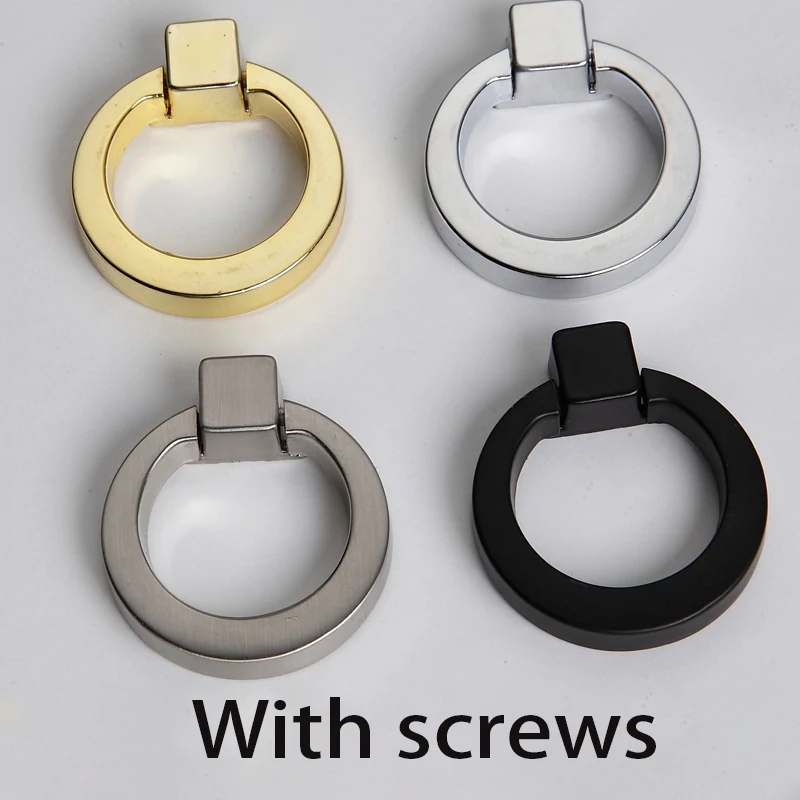 European Style Single Hole Pull Ring Round Button Modern Minimalist Bedside Table Wardrobe Door Wine Cabinet Drawer Handle Knobs