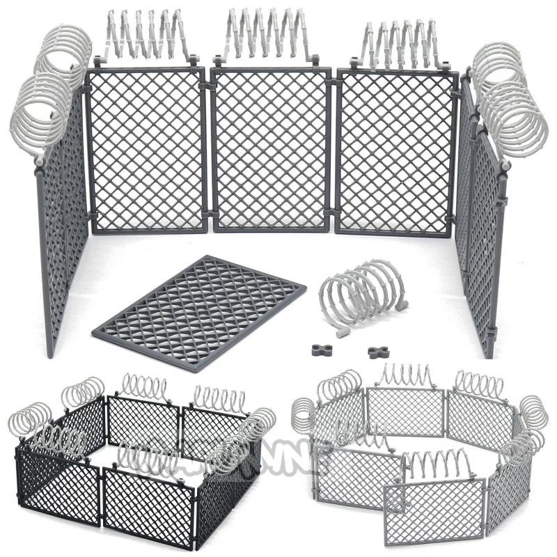 MARUMINE 60 قطعة MOC اللبنات العسكرية Penitentiary مجموعة الشرطة الطوب اكسسوارات واقية صافي شبكة سلكية جدار عزل