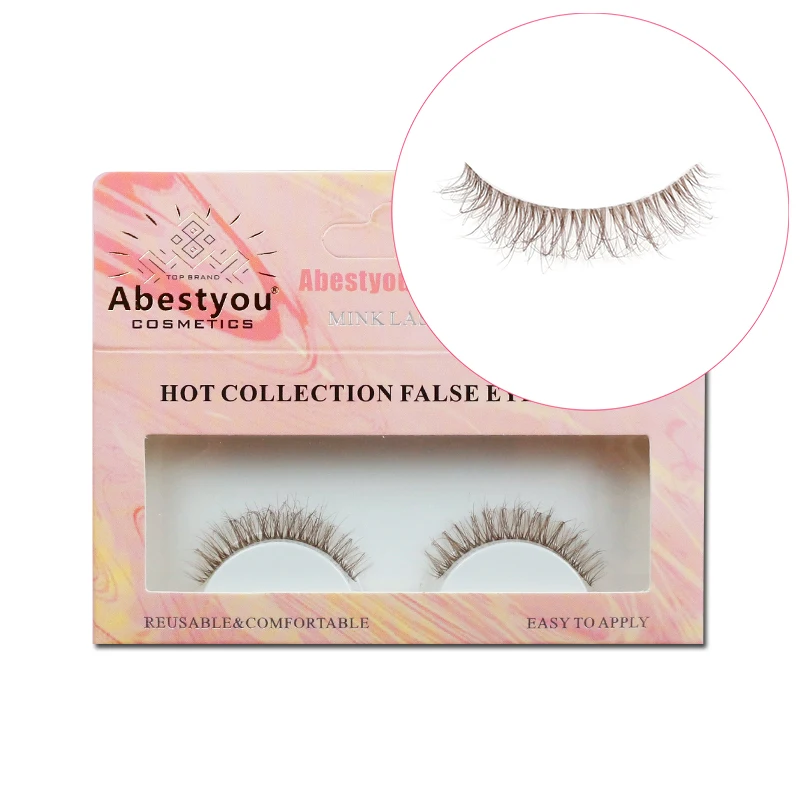

Abestyou Fluffy Thin Short Dark Brown Blonde Colored Invisible Clear Band Smal Lash Faux Cils Marron Wimpern Braun Fox Eyelashes