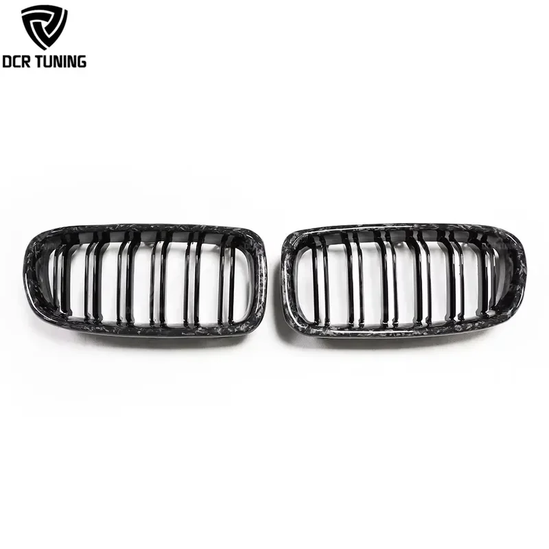 Forged Carbon Fiber Front Kidney Grille for BMW 3 Series F30 Front Bumper Air Vent Grill Dual-Slat Clip-on