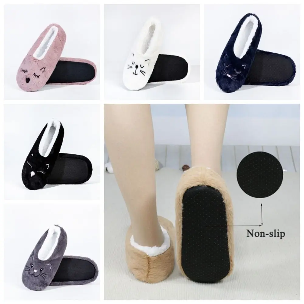 

Cute Anti-Slip Slipper Socks Women Soft Cartoon Cat Thicken Thermal Socks Indoor Shoes Warm Fleece Floor Socks Bedroom