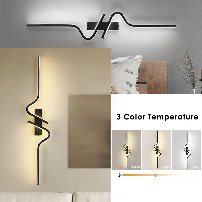 

Nordic Indoor LED Wall Lamps Decor for Bedroom Bedside Black LED Wall Lights Wall Sconce for Corridor Aisle Interior Lamp