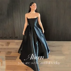 Aileen Satin Black Off-shoulder A-line Gala Dress Womens Dresses Special Events Chic Elegant Evening Luxury 2023 Women Party New